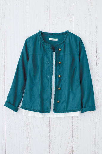 Frayed Edge Linen Jacket