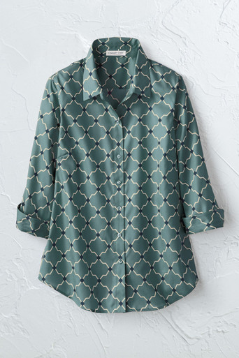 Timeless Trellis 3/4-Sleeve No-Iron Shirt