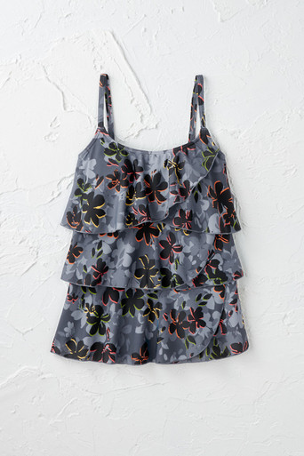 Vibrant Flora Ruffled Tankini Top